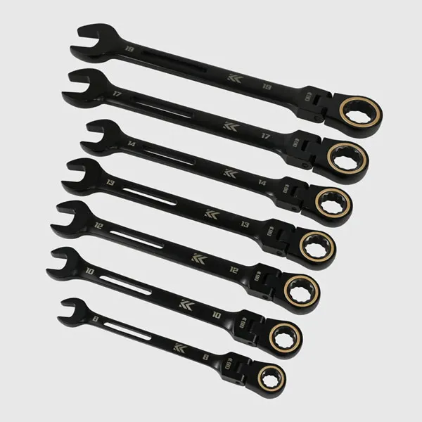 フジ矢 首振りラチェットコンビネーションレンチ7本セット（黒金）CWL-7S-B
